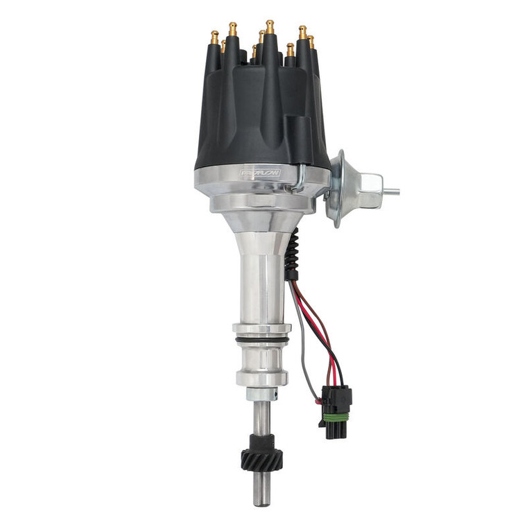 Proflow Distributor, Billet Aluminium, Black Cap, HEI, Ready-to-Run, Vacuum Advance, For Ford 351 Windsor