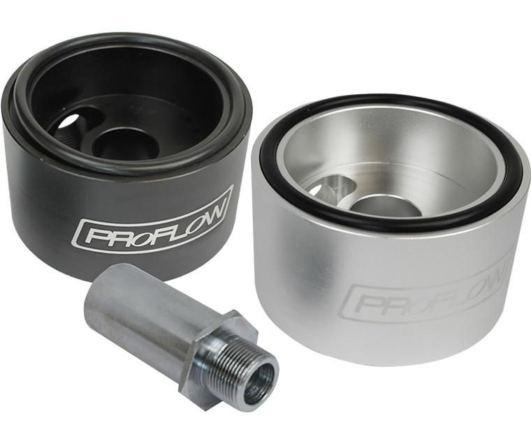 Proflow Oil Filter Adapter, Sandwich Adapter, Billet Aluminium, Silver Anodised, 13/16-16 in, AN10, 1/8in. NPT Port Chev