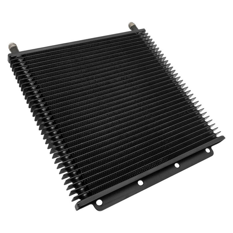 Proflow Transmission Oil Cooler, Tube & Fin, 280mm x 255mm x 19mm, AN6 Male, Black
