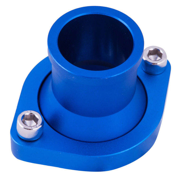 Proflow Water Neck, Billet Aluminium, Blue Anodised, Straight Up SB For Ford 302-351C Cleveland