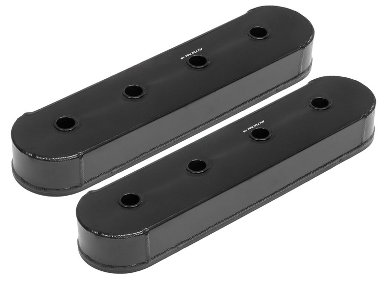 Proflow Valve Covers, LS Aluminium Fabricated, Black, Tall, For Chevrolet LS Logo, No Coil Stands, Pair