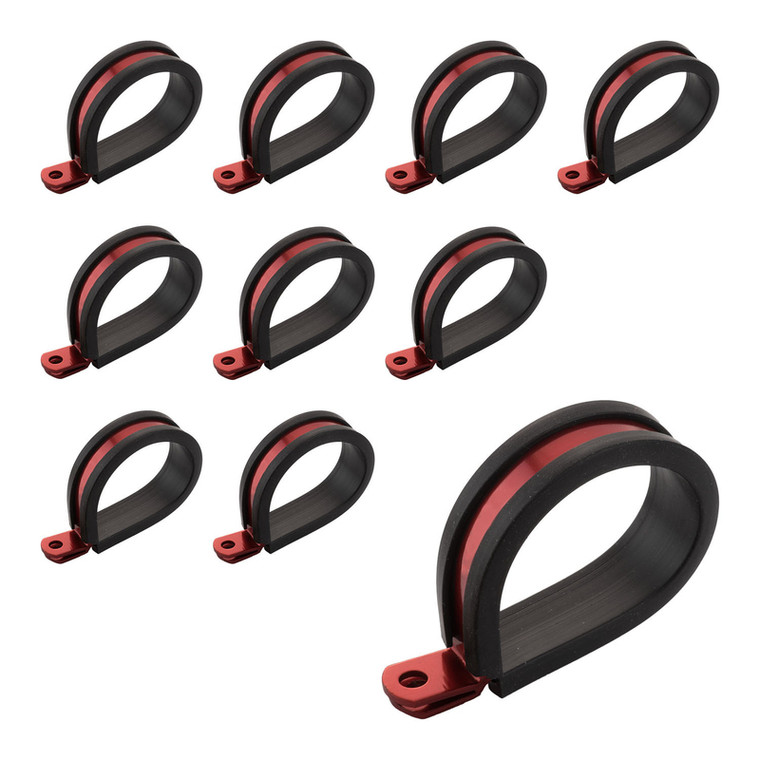 Proflow Cushioned Hose Mounting P-Clamp , 4.7mm, Red, 10 Pack