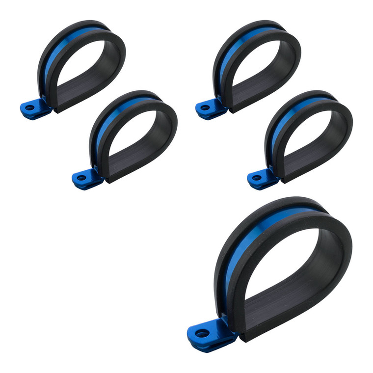 Proflow Cushioned Hose Mounting P-Clamp, 19mm, Blue, 5 Pack