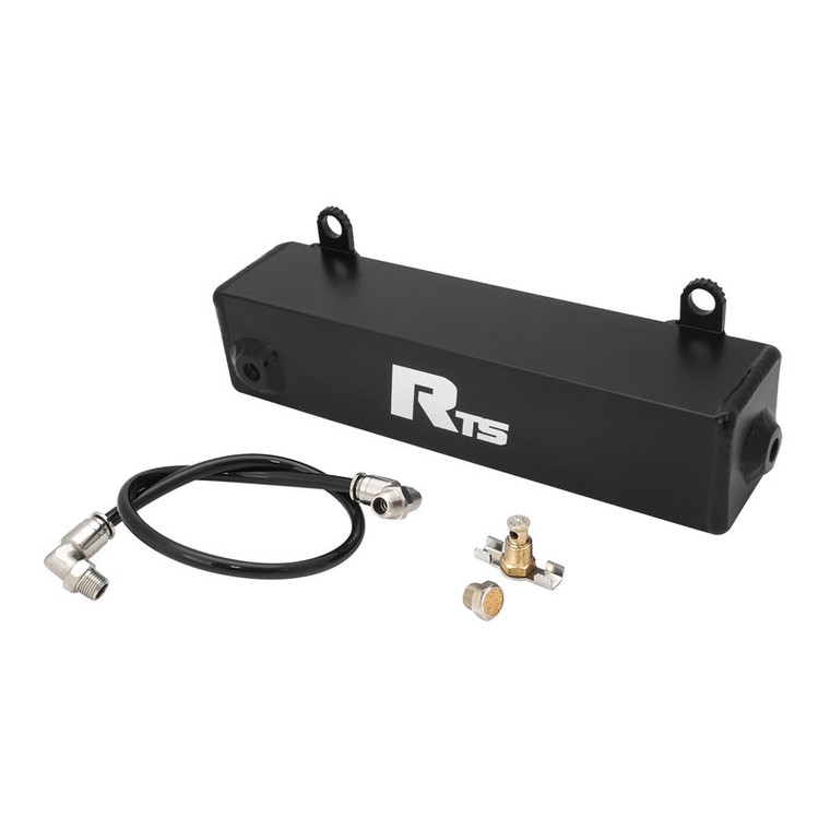RTS Transmission Overflow Catch Can, Ford C4, Rectangular, 500ml Capacity, Aluminium, Black Powdercoated