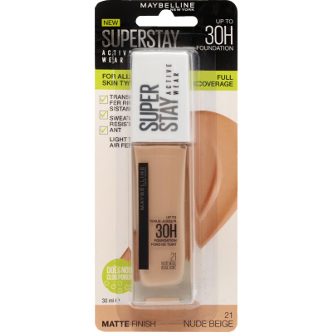 Maybelline New York Superstay Active Wear Nude Beige 21 Full Coverage