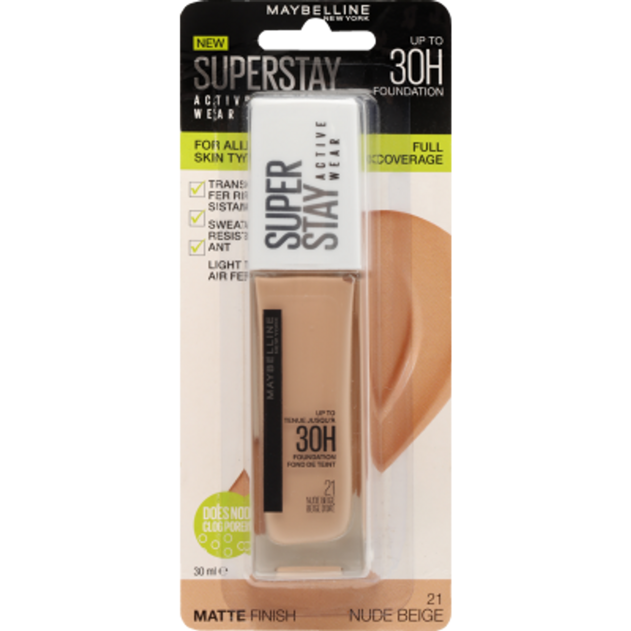 Maybelline New York Superstay Active Wear Nude Beige 21 Full Coverage  Foundation