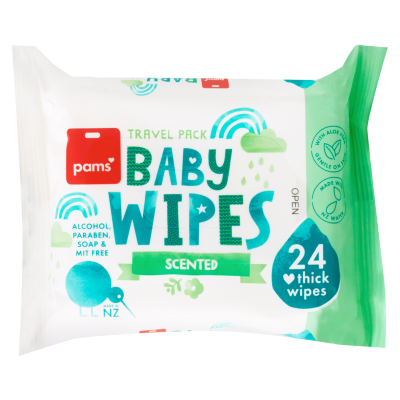 Pams Baby Scented Thick Wipes Travel Pack 24pk SPOIL.co.nz