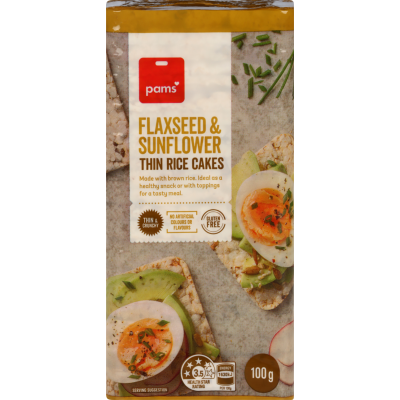 Pams Flaxseed & Sunflower Thin Rice Cakes 100g SPOIL.co.nz