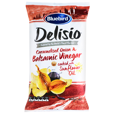 Bluebird Delisio Caramelised Onion & Balsamic Vinegar Potato Chips 150g