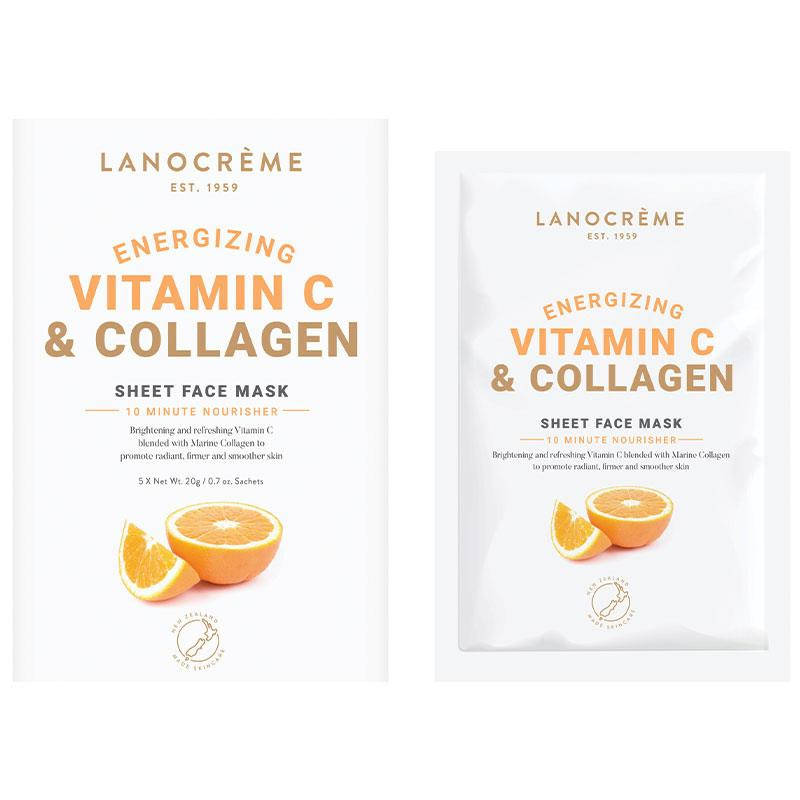 lanocreme vitamin c & collagen sheet face mask 5 pack SPOIL.co.nz