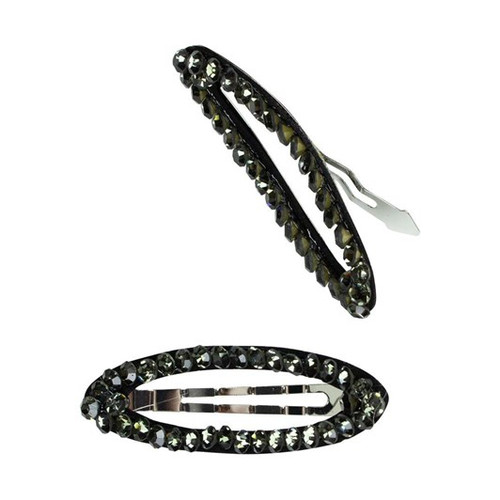 Adorn by Mae One Touch Clips Oval Rhinestone Smoke (2)