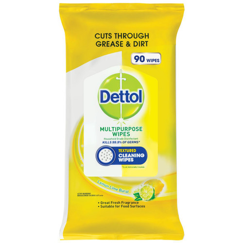 Dettol Multipurpose Disinfectant Wipes Lemon Lime Brust 90pk