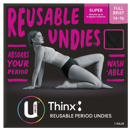 U By Kotex Thinx Super Reusable Period Undies Full Brief Size 14-16