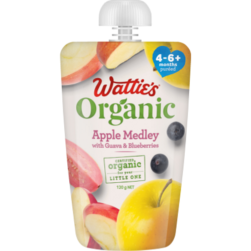 Wattie's Organic Apple Medley With Guava & Blueberries 4-6+ Months Pureed