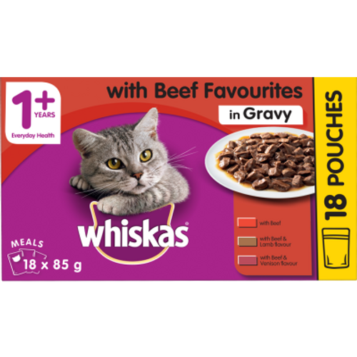 Whiskas Beef in Gravy Wet Cat Food Pouches