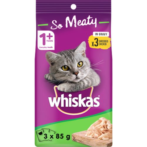 Whiskas So Meaty Shredded Chicken In Gravy Wet Cat Food Pouches