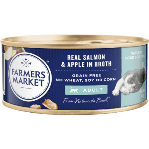 Farmers Market Real Salmon & Apple In Broth Adult Cat Food 80g