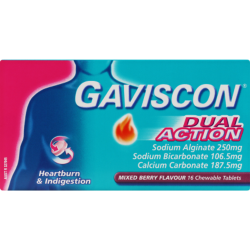 Gaviscon Mixed Berry Flavour Dual Action Chewable Tablets 16pk