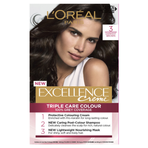 L'Oreal Paris Excellence Creme 3 Darkest Brown Hair Colour ea