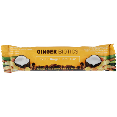 Nutra Organics Ginger Biotics Ginger Coconut Choc Chunk Energy Bar 45g
