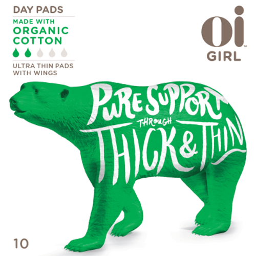 Oi Girl Organic Cotton Ultra Thin Day Pads With Wings 10pk