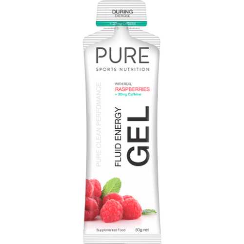 Pure Sports Nutrition Raspberry Caffeine Fluid Energy Sports Gel 50g