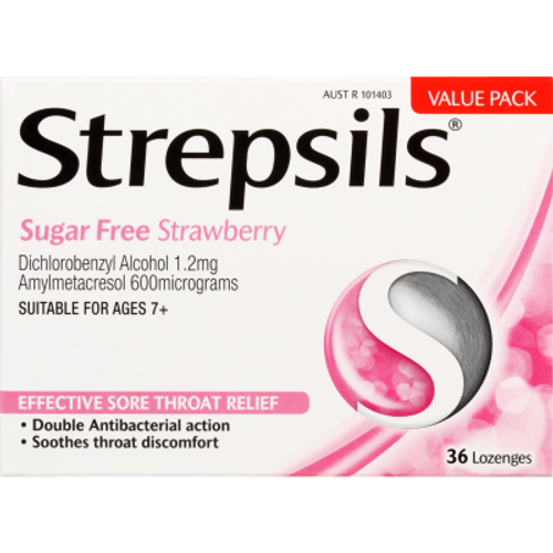 Strepsils Sugar Free Strawberry Lozenges 36pk