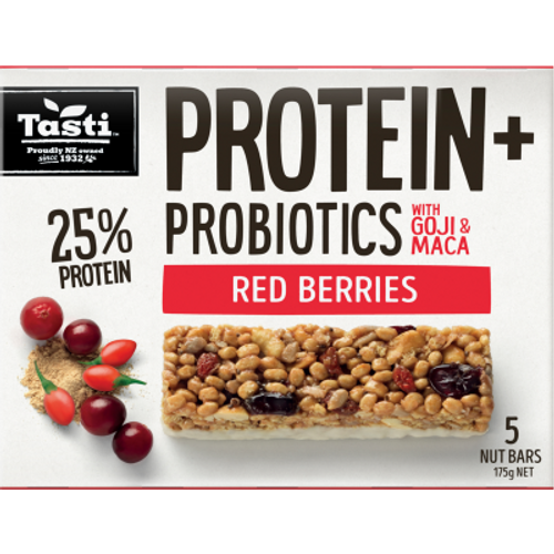 Tasti Red Berries Probiotics With Goji & Maca Protein+ Bars 175g