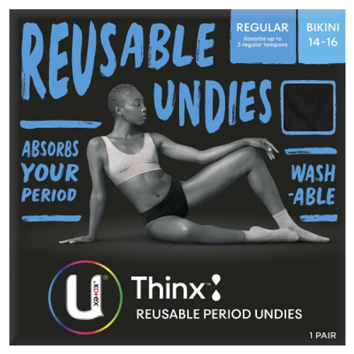 U By Kotex Thinx Regular Reusable Period Undies Bikini Brief Size 14-16 1pk