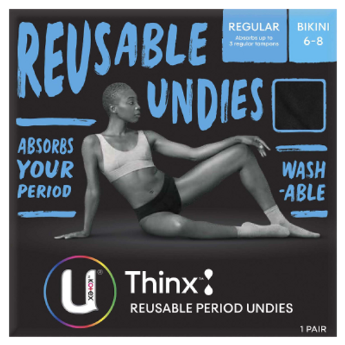 U By Kotex Thinx Regular Reusable Period Undies Bikini Brief Size 6-8 1ea