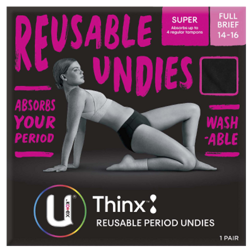 U By Kotex Thinx Super Reusable Period Undies Full Brief Size 14-16 1pk