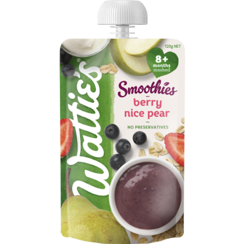 Wattie's For Baby Berry Nice Pear Smoothies 8+Months Mashed 120g