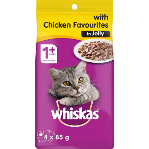 Whiskas Chicken Favourites in Jelly Wet Cat Food Pouches 4pk