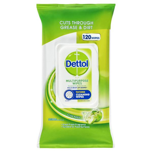 Dettol Multipurpose Antibacterial Disinfectant Surface Cleaning Wipes Crisp Apple 120pk