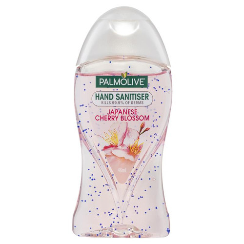 Palmolive Antibacterial Hand Sanitiser Japanese Cherry Blossom Non-Sticky Rinse Free Travel Carry On Friendly 48Ml