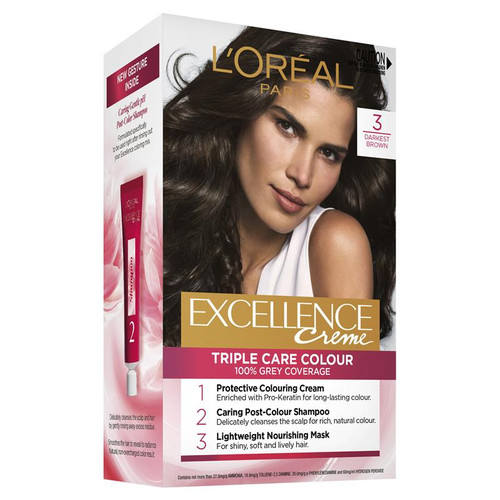 L'Oreal Excellence Creme 3 Darkest Brown Hair Colour