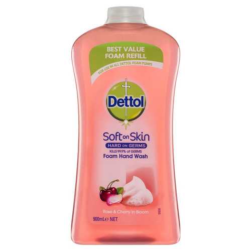 dettol foaming hand wash rose and cherry in bloom refill 900ml