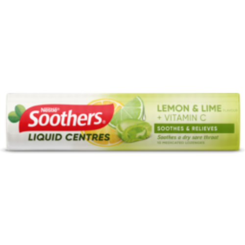 sootherssoothers lozenges liquid centres lemon & lime10pack