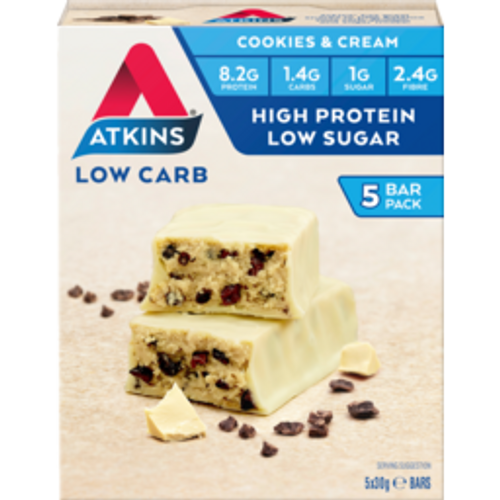 Atkins Cookies & Cream Low Carb Protein Bars 5pk