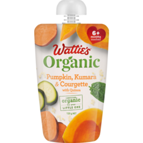 wattie's organicwattie's organic baby food 6+ months pumpkin kumara & courgette120g