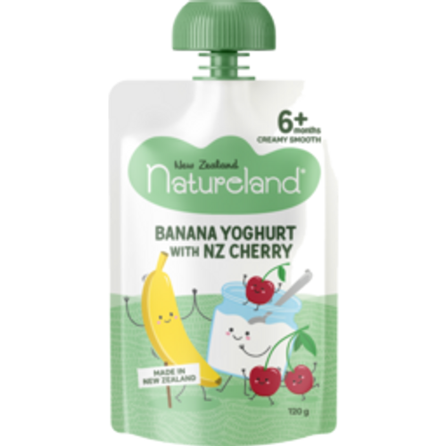 naturelandnatureland baby food 6+ months banana yoghurt with nz cherry120g