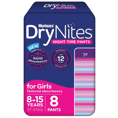 huggieshuggies drynites girls 8-15 years8pack