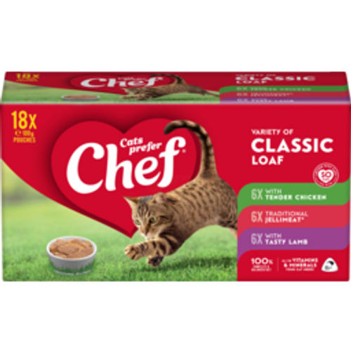 chef singleschef singles cat food loaf style varieties 18 x 100g18pack