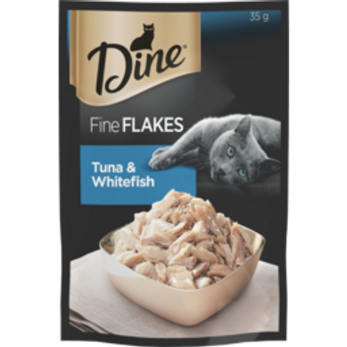 dine fine flakes wetdine fine flakes wet cat food tuna & white fish35g