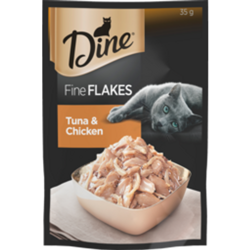 dine fine flakes wetdine fine flakes wet cat food tuna & chicken35g