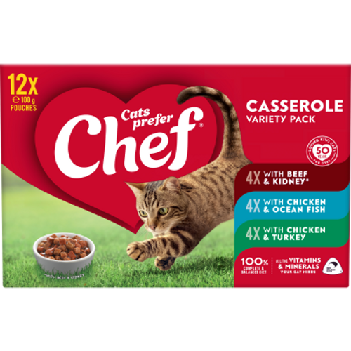 Chef Casserole Variety Pack Pouches Cat Food 12 x 100g