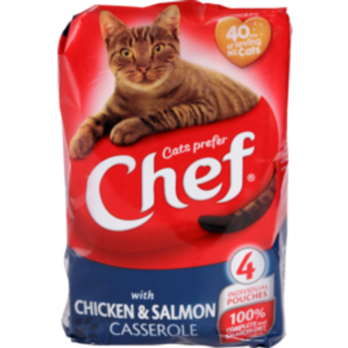 chef singleschef singles cat food chicken & salmon 100g4pack