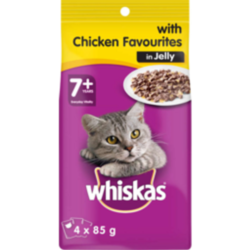 whiskas seniorwhiskas senior wet cat food chicken favourites in jelly4pack