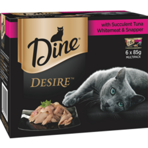 dine desire wetdine desire wet cat food tuna, whitemeat & snapper 85g6pack