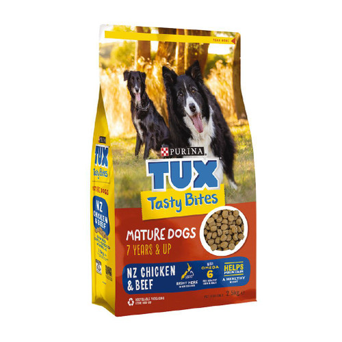tux tasty bitestux tasty bites dry dog food senior dog nz chicken & beef2.5kg